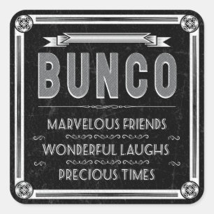 Bunco vintagetypografi fyrkantigt klistermärke