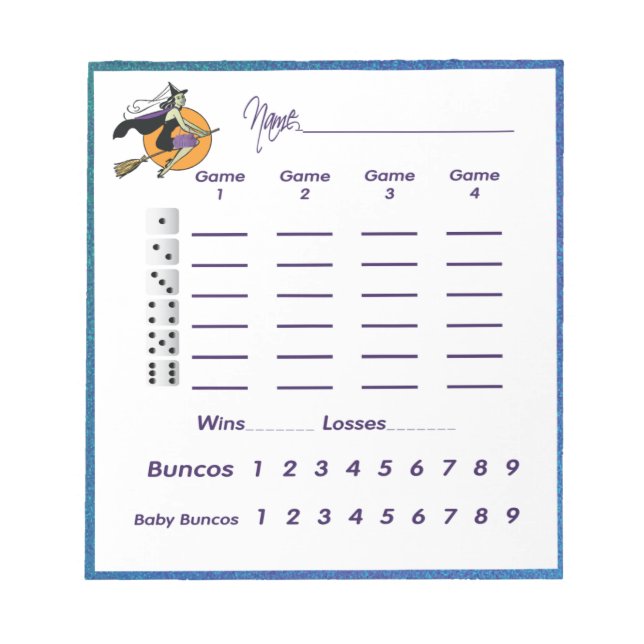 Bunco Witch Halloween - Score Pad/Score Lakan Anteckningsblock (Framsida)