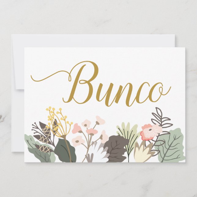 Bunco Woodland Blommigt Party Inbjudningar (Framsida)