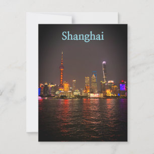 Bund, Shanghai precis efter solnedgången. Vykort