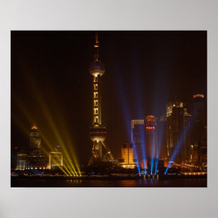 Bund (vattenfront) i Shanghai.Tittar Poster