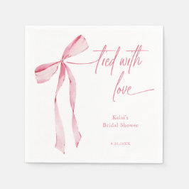 Bunden med kärlek akvarell rosa rosett bröllopsdus pappersservett
