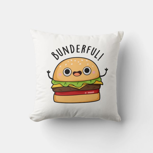 Bunderful Funny Burger Bun Pun Kudde (Framsida)