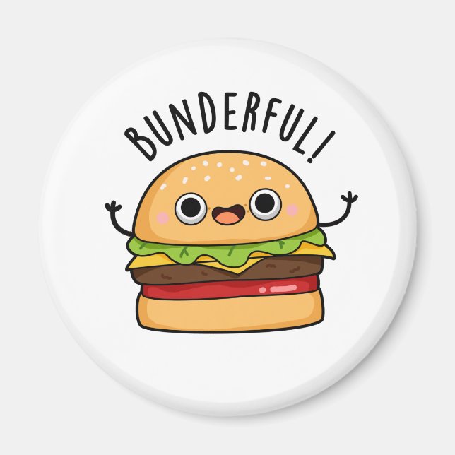 Bunderful Funny Burger Bun Pun Magnet (Framsidan)