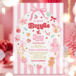 Bundle Of Joy Christmas Coquette Bow Baby Shower Inbjudningar