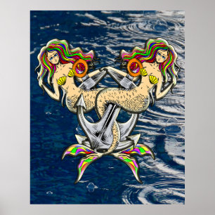 Bundna Sjöjungfruar - Nautisk design för Oceanen Ä Poster