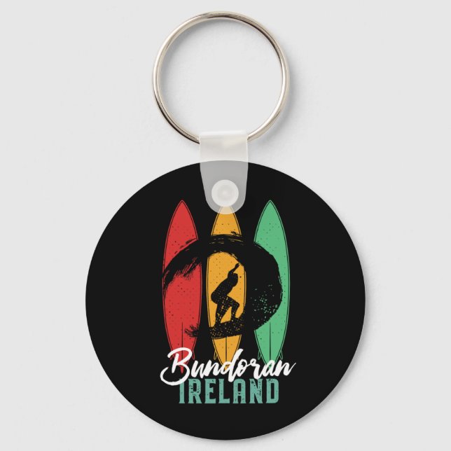 Bundoran Beach Ireland Vintage Retro Surfing Nyckelring (Framsida)