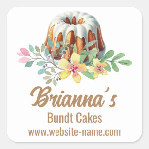 Bundt Cake Bakery Fyrkantigt Klistermärke