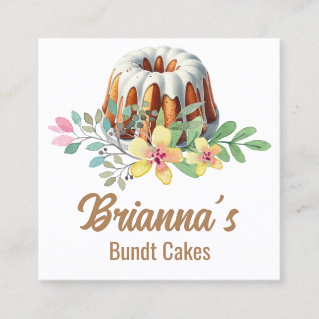 Bundt Cake Bakery Fyrkantigt Visitkort (Framsida)