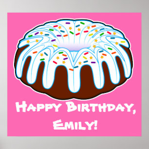 Bundt Cake for Birthday Namn Anpassade Poster