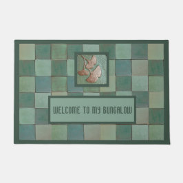 Bungalow Doormat med Gingko löv & grönt panel