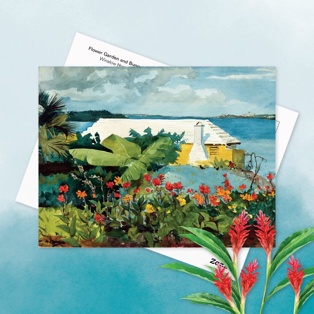 Bungalow Garden Bermuda Winslow Homer Postcard Vykort (Skapare uppladdad)
