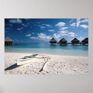 Bungalows från stranden Motu Toopua Poster