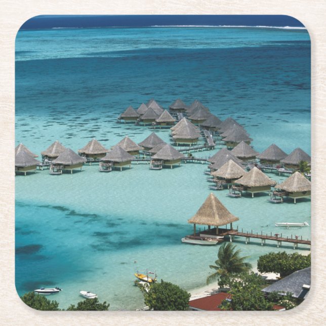 Bungalows på Beachcomber Hotel Underlägg Papper Kvadrat (Framsidan)