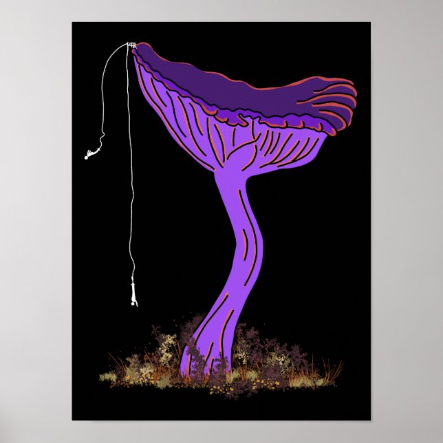 Bungee Jumping Amethyst Deceiver Mushroom Poster (Framsidan)