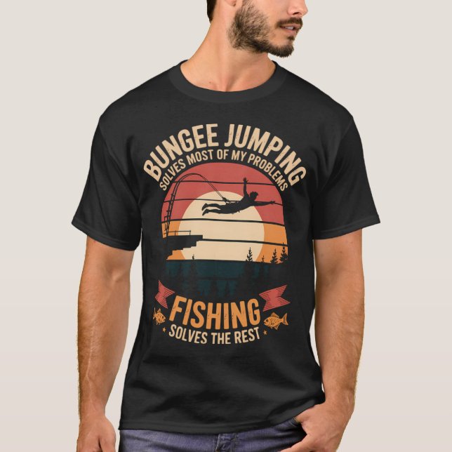 Bungee Jumping Öring Fiske Angler Fiskare Bung T Shirt (Framsida)