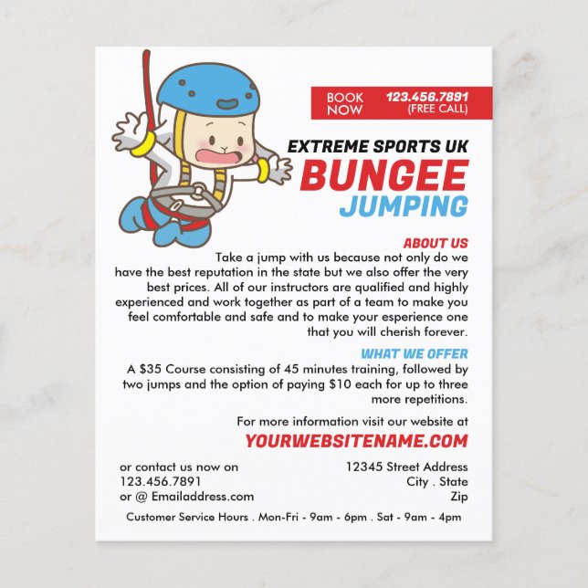Bunjee Tecknad - Bungee Jumping Course Advertising Flygblad (Framsidan)