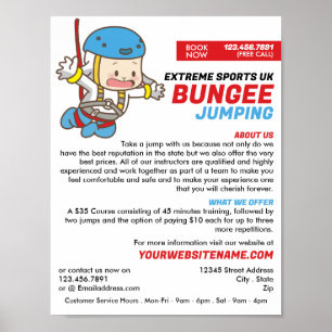 Bunjee Tecknad - Bungee Jumping Course Advertising Poster
