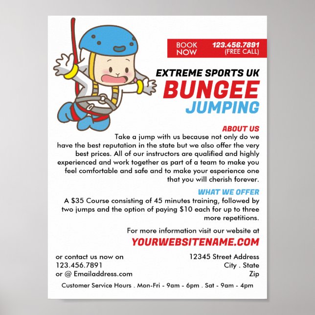 Bunjee Tecknad - Bungee Jumping Course Advertising Poster (Framsidan)