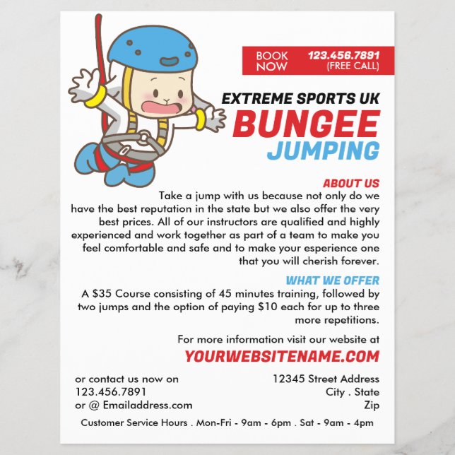 Bunjee Tecknad - Bungee Jumping Course Advertising Reklamblad (Framsidan)