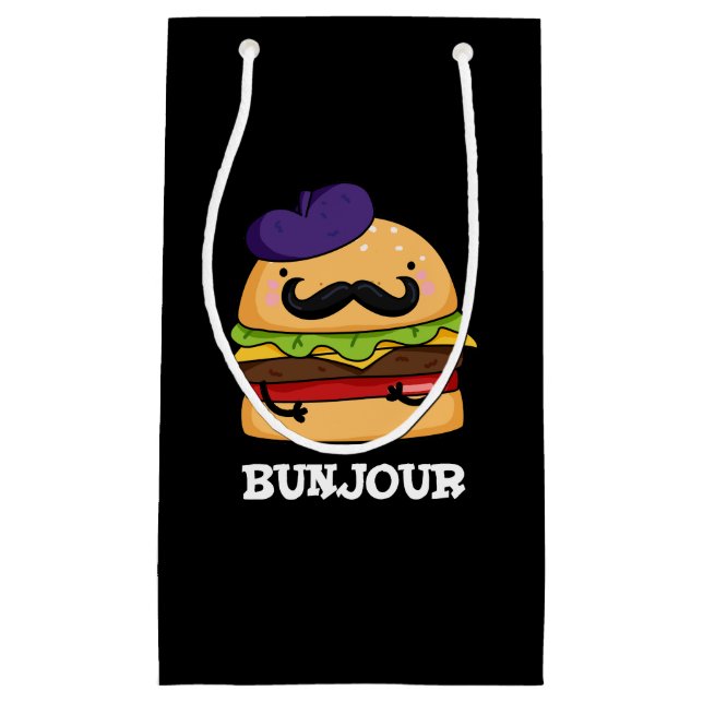 Bunjour Funny Fransk Burger Bun Pun Mörk BG (Framsidan)