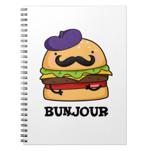 Bunjour Rolig Fransk Hamburgare Bulle Puns Anteckningsbok