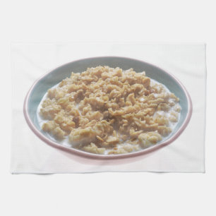 Bunke av oatmealen kökshandduk