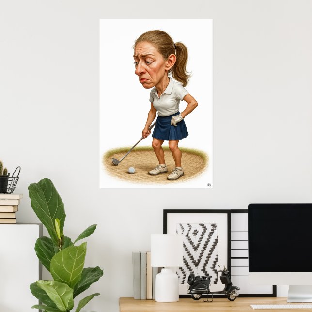 Bunker Trouble - Golf Art Print Poster (Hemmakontoret)