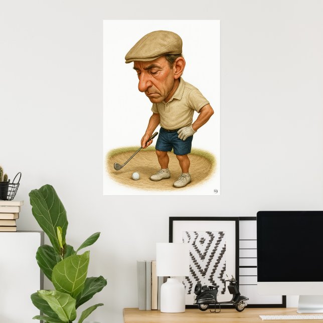 Bunker Trouble - Golf Art Print Poster (Hemmakontoret)