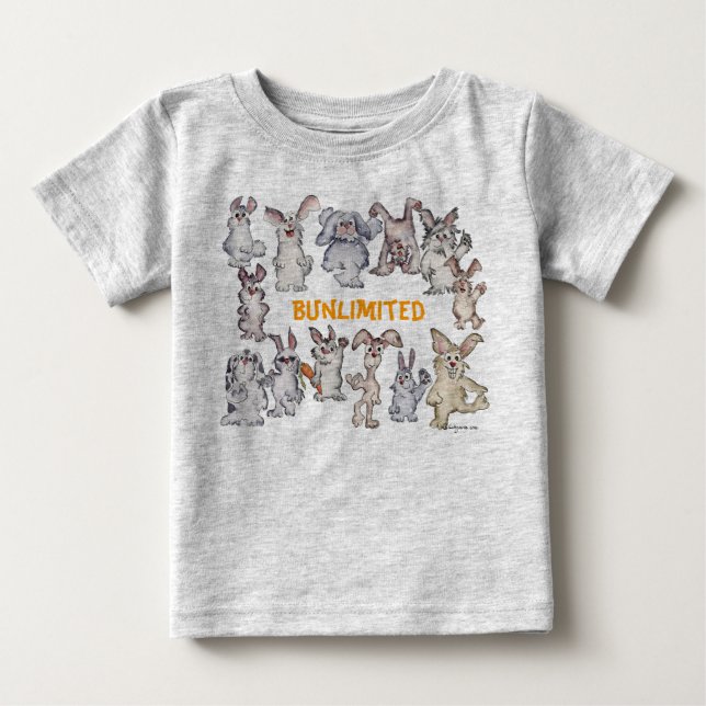 Bunlimited Tecknad Rabbits Funny Baby Tee Shirt (Framsida)