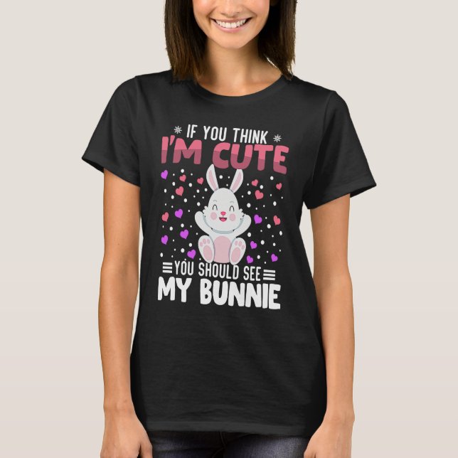 Bunnie Heart Valentine's Day Animal For Womens Kid T Shirt (Framsida)