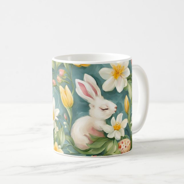 Bunnier, Vår blommor och Påskägg. Färgning Kaffemugg (Framsida höger)
