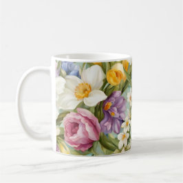 Bunnier, Vår blommor och Påskägg. Färgning Kaffemugg