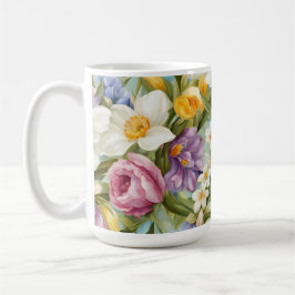 Bunnier, Vår blommor och Påskägg. Färgning Kaffemugg