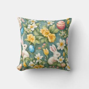Bunnier, Vår blommor och Påskägg. Färgning Kudde