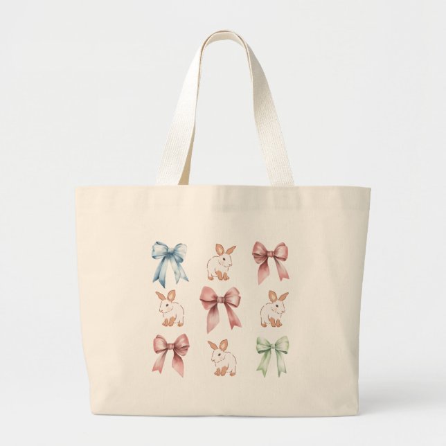 Bunnies and Bows Drawstring Backpack Jumbo Tygkasse (Framsidan)