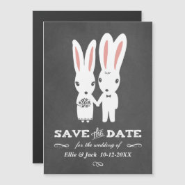 Bunnies Bröllop Chalkboard Stil Spara datum Magnetisk Inbjudningskort
