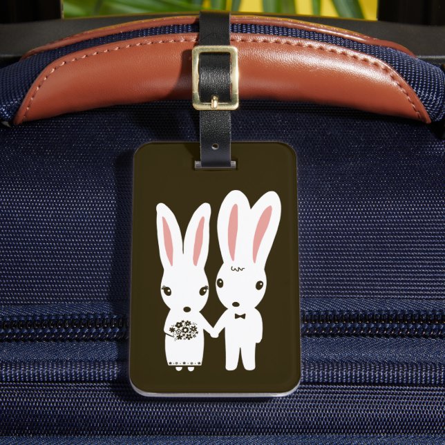 Bunnies Bröllop par - Cute Bride och Groom Bagagebricka (Framsida Insitu 2)