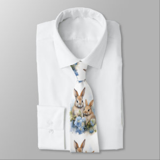 Bunnies Bunny Flower Rabbit Neck Tie Slips