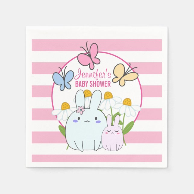 Bunnies, Butterflies & Daisys Baby Shower Pappersservett (Framsidan)