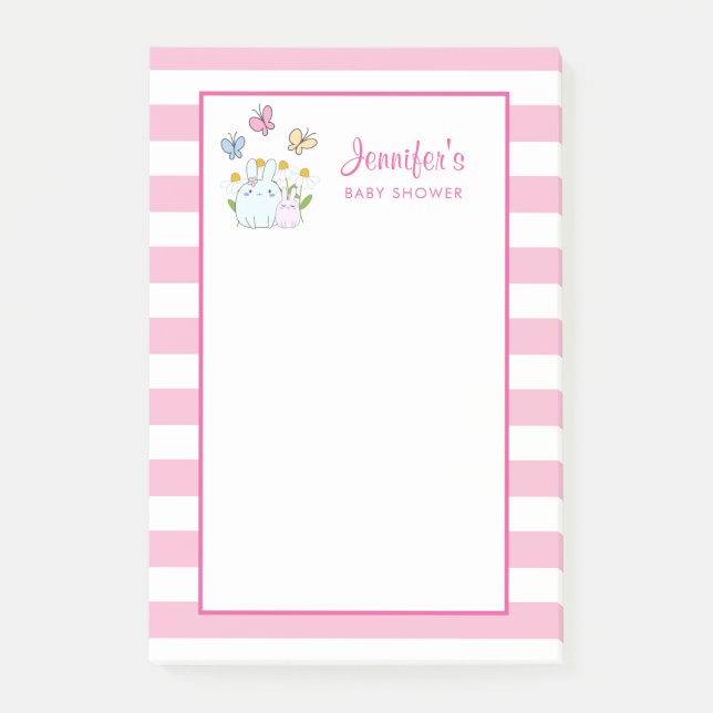 Bunnies, Butterflies & Daisys Baby Shower Post-it Block (Framsida)