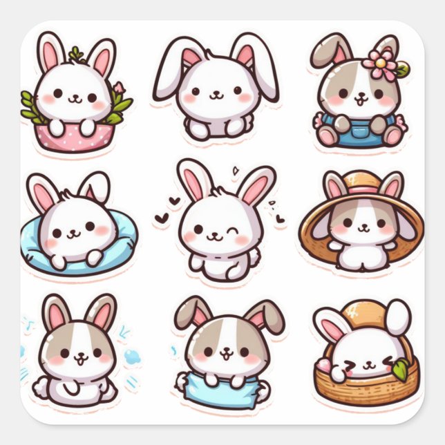 Bunnies del 2 fyrkantigt klistermärke (Framsida)