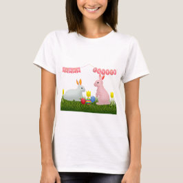 Bunnies, Eggs, Tulips och Glad påsk Bunting T Shirt