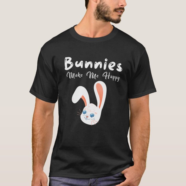 BUNNIES GÖR MIG LYCKLIG Småbarn Girl Kid Mamma Cut T Shirt (Framsida)