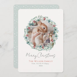 Bunnies Greenery Wandey Photo jul Julkort