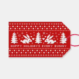 Bunnies Hoppy Helgdagars Cute Rabbits To from Presentetikett