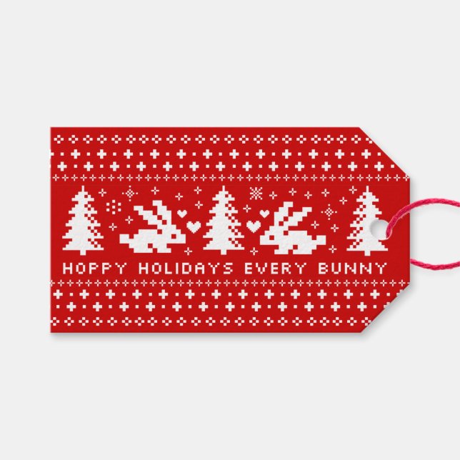 Bunnies Hoppy Helgdagars Cute Rabbits To from Presentetikett (Framsidan (Horisontell))