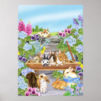 Bunnies i Garden Poster