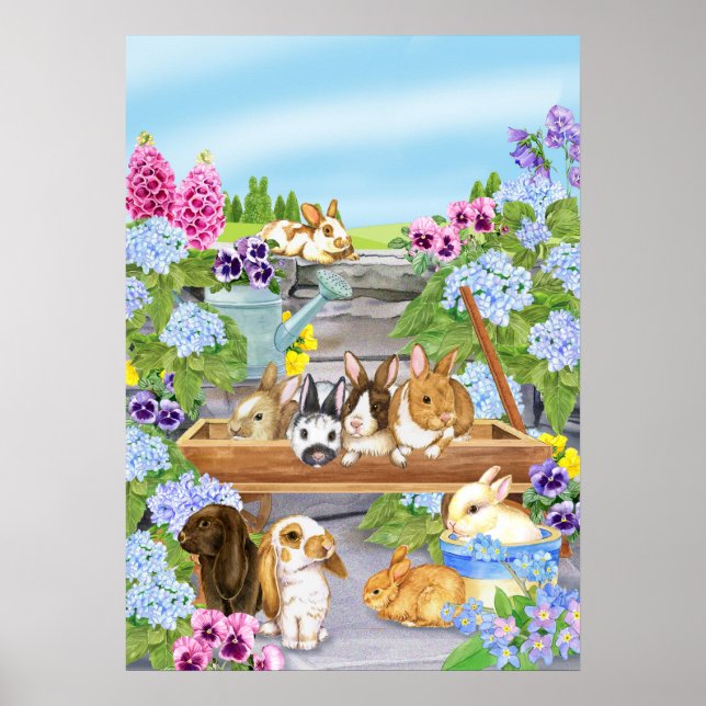 Bunnies i Garden Poster (Framsidan)