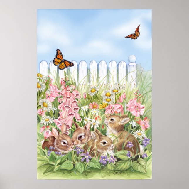 Bunnies i Garden Poster (Framsidan)